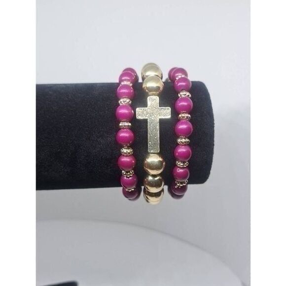 Cross stacked bracelet - Picture 3 of 4